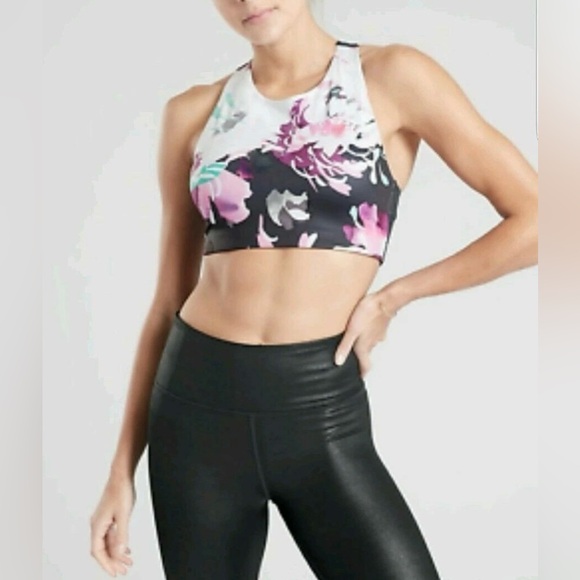 Athleta Other - Athleta Printed Blossom High Neck Sports Bra Size Large